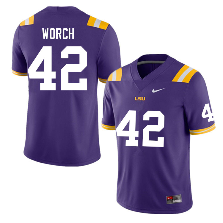 Men #42 Matt Worch LSU Tigers College Football Jerseys Sale-Purple - Click Image to Close